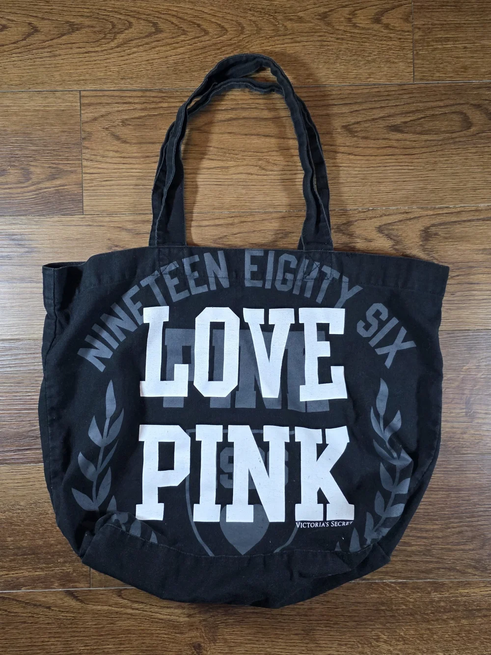 Victoria's Secret LOVE PINK Black Canvas Tote Y2k 2000s